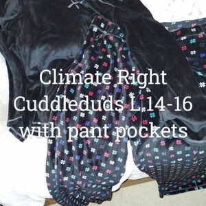 Cuddl Duds Black and Multicolor Floral Pajama Set